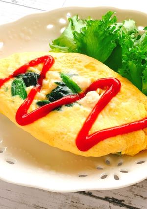 レンジで簡単！チキン＆ポパイオムレツ-レシピのメイン写真