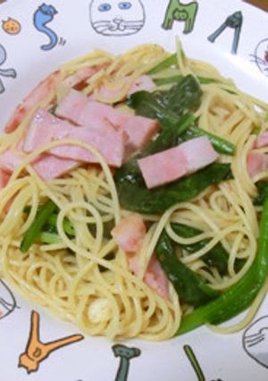 ほうれん草とベーコンのあごだし和風パスタ-レシピのメイン写真