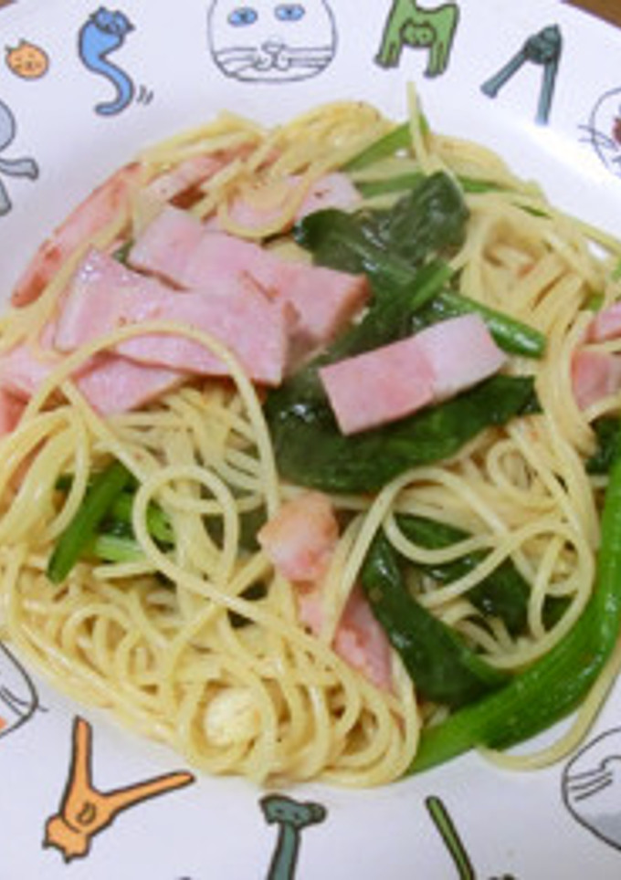 ほうれん草とベーコンのあごだし和風パスタ-レシピのメイン写真