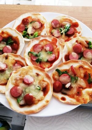 餃子の皮アレンジ！子どもが喜ぶ簡単ピザ。-レシピのメイン写真