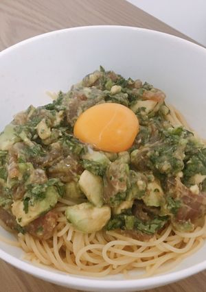コスパ良し！アボガドとマグロの冷製パスタ-レシピのメイン写真