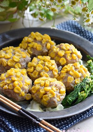 ひき肉の菜の花（コーン）蒸し☆-レシピのメイン写真