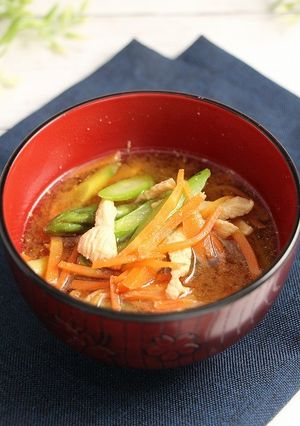 簡単！疲労回復☆肉アスパラお味噌汁-レシピのメイン写真