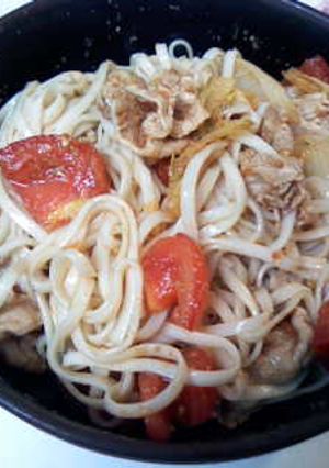 夏味☆トマトと茹で豚のぴり辛うどん-レシピのメイン写真