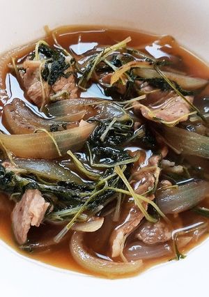 豚肉と玉ねぎと水菜の煮物-レシピのメイン写真