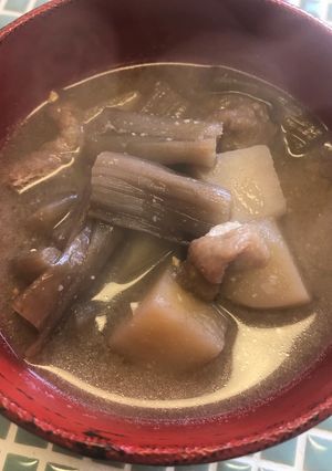 ずいきのお味噌汁-レシピのメイン写真