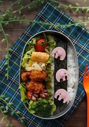 魚肉ソーセージでぞうさんのお弁当-レシピのメイン写真