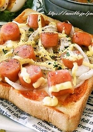 新玉ねぎとウインナーのケチャマヨトースト-レシピのメイン写真