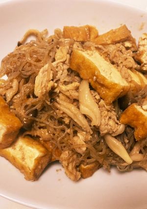 厚揚げと豚しゃぶ肉のごまポン酢煮込み-レシピのメイン写真