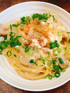 唐揚げ親子風卵餡パスタ-レシピのメイン写真