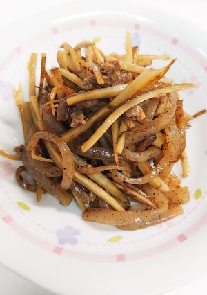 味付け1つ！牛肉とごぼうの炒めもの-レシピのメイン写真