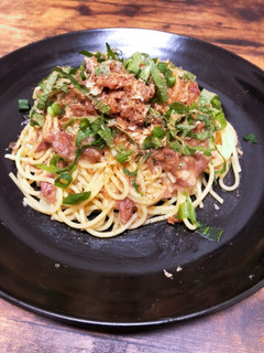 塩やきとり缶を使った梅シソパスタ-レシピのメイン写真