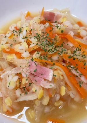 押麦とムング豆入り切り干し大根のスープ-レシピのメイン写真
