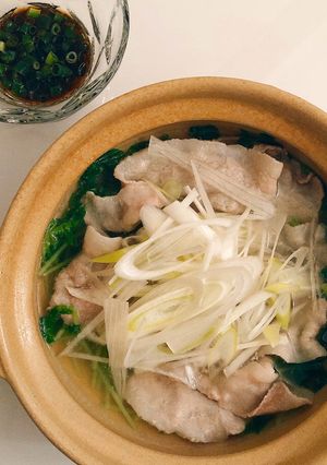 豆苗と豚肉のねぎしゃぶ鍋☆ダイエット！-レシピのメイン写真