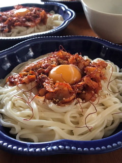 簡単!釜玉豚キムチうどん-レシピのメイン写真