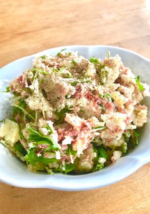 水菜とコンビーフのポテトサラダ-レシピのメイン写真
