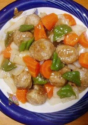 ヘルシー！にんにく肉団子の甘酢炒め風！-レシピのメイン写真