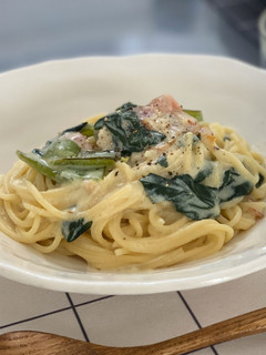 小松菜のクリームパスタ-レシピのメイン写真