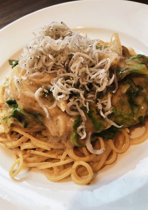 春野菜の岩海苔クリームパスタしらすのせ-レシピのメイン写真