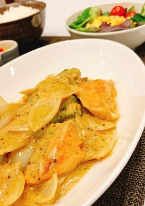 鮭のカレーマスタードクリーム煮-レシピのメイン写真
