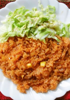 ケチャップライス☆蒸しキャベツを添えて♪-レシピのメイン写真