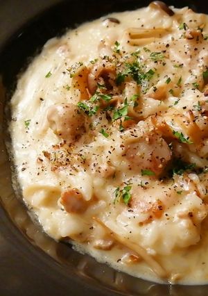豚こま切れ肉ときのこのクリームリゾット-レシピのメイン写真