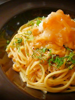 なめ茸バターパスタ〜おろし大葉乗せ〜-レシピのメイン写真