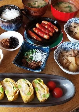 朝ごはん！しらす 枝豆 めんつゆ 玉子焼-レシピのメイン写真