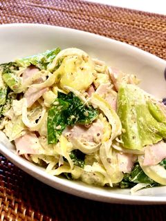 レンジでキャベツとハムの胡麻マヨサラダ-レシピのメイン写真