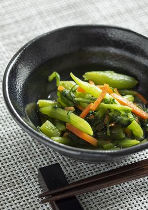 春菊の辛子和え【入院食⑰昼/冷副菜】-レシピのメイン写真
