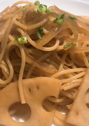 バター香るレンコンの和風醤油パスタ-レシピのメイン写真