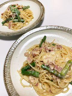 濃厚!アスパラベーコンクリームパスタ-レシピのメイン写真