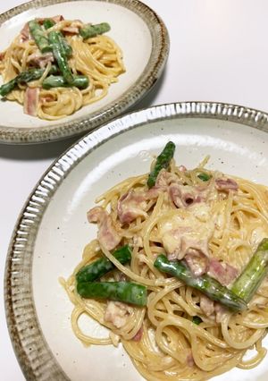 濃厚！アスパラベーコンクリームパスタ-レシピのメイン写真