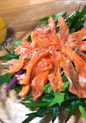 赤みず菜とサーモンのカルパッチョ-レシピのメイン写真