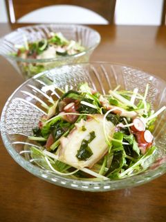 タコの水菜とわかめのサラダ♪わさび風味♪-レシピのメイン写真