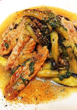 大葉香る～鶏せせりと長茄子の昆布だし炒め-レシピのメイン写真