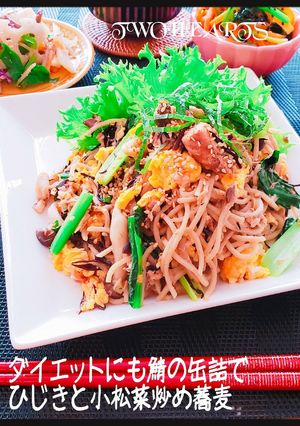 ダイエットに鯖の水煮缶でひじきの炒め蕎麦-レシピのメイン写真