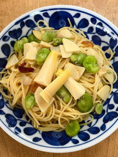 たけのこと空豆のペペロンチーノパスタ-レシピのメイン写真