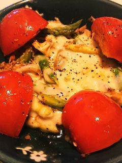 アスパラと舞茸のツナチーズ炒め。-レシピのメイン写真