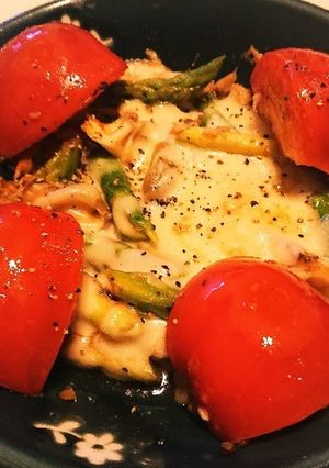 アスパラと舞茸のツナチーズ炒め。-レシピのメイン写真