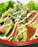 肉ダイエット丼2★きのこアボカドスパム丼