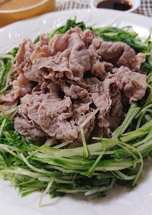 自家製ごまダレで牛肉と水菜のしゃぶしゃぶ-レシピのメイン写真