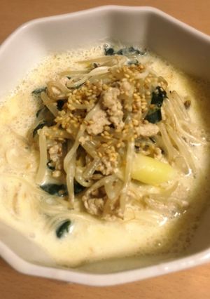 コクのある♪鶏ひき肉の豆乳にゅうめん-レシピのメイン写真