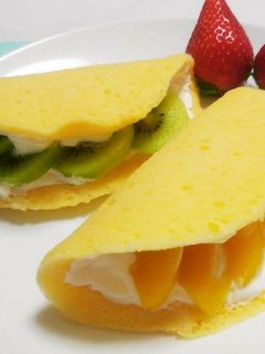 レンジで超簡単‼️フルーツオムレツケーキ-レシピのメイン写真