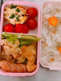 朝で完結・磯辺&唐揚げおかずいっぱい弁当-レシピのメイン写真