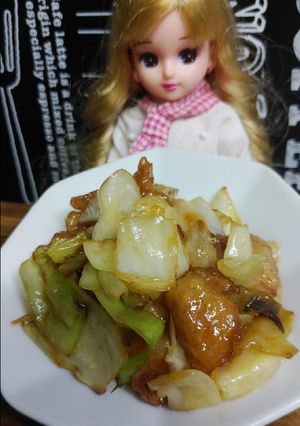 リカちゃん♡キャベツと鶏皮の甘辛炒め-レシピのメイン写真