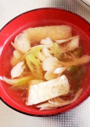 舞茸とネギと油揚げのお味噌汁-レシピのメイン写真