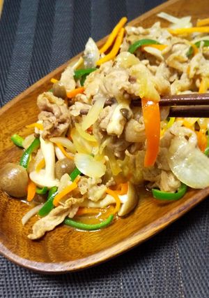 肉野菜炒めにとろ~りチーズ♪-レシピのメイン写真
