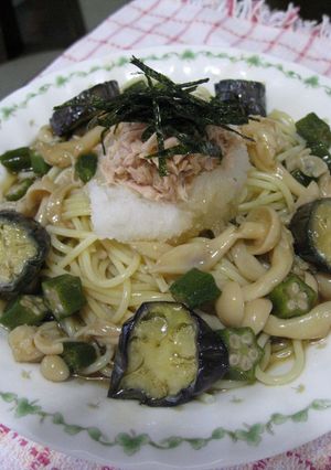 ☆夏野菜とキノコ入り冷製和風パスタ☆-レシピのメイン写真