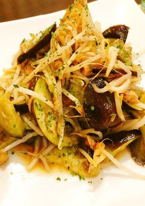 【ワン調味料】もやしなすツナのソース炒め-レシピのメイン写真